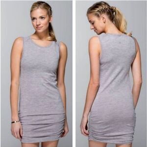 Lululemon In The Flow Ruched Dress in Heathered Medium Grey